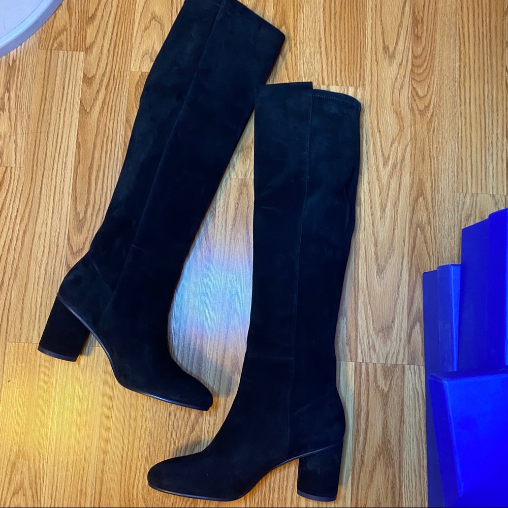 NEW STUART WEITZMAN ELOISE 75 BLACK SUEDE